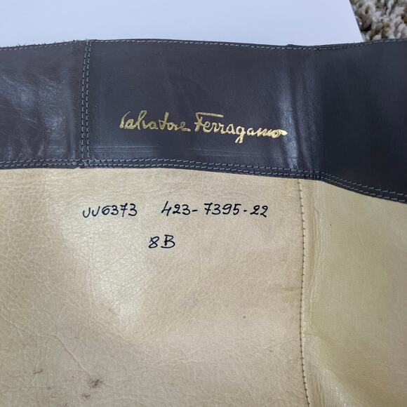 Salvatore Ferragamo Vintage Gray Heeled Tall Ridding Boots Size 8 B Narrow Worn - Picture 14 of 16